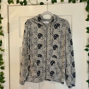 Gray Mushroom Pattern Hoodie S